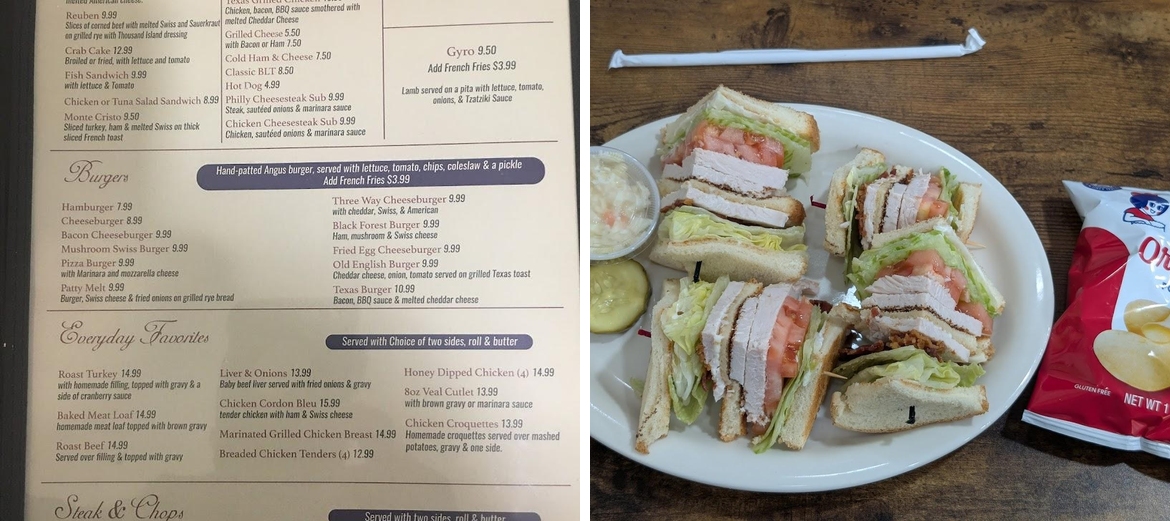 New Bloomfield restaurant Menu